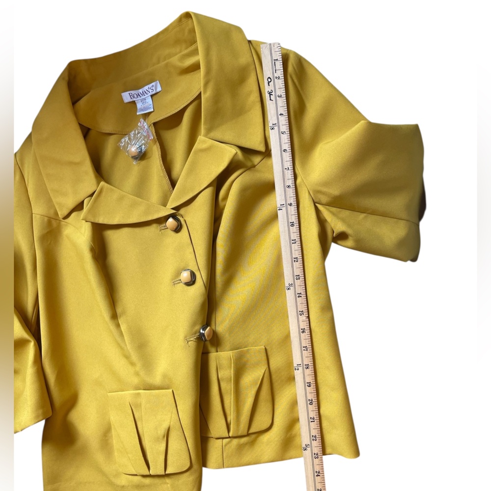 ROAMAN'S Deep Yellow Suit 3/4 Sleeve Jacket and Skirt Suit Set - Size 20W - Picture 14 of 16